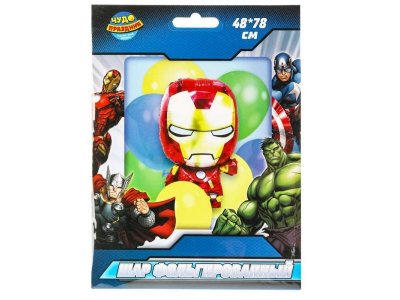 Шар фольгированная фигура железный человек 48*78 см ЧУДО ПРАЗДНИК в кор.525шт разноцветный 100475245