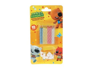 Свечи для торта Ми-ми-мишки незадуваемые, 10 шт, блистер,  мимимишки ЧУДО ПРАЗДНИК в кор.24*24наб разноцветный 100475250