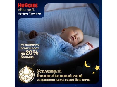 Подгузники-трусики Huggies Elite Soft ночные 5 12-17 кг, 17 шт. 1-00251472_12