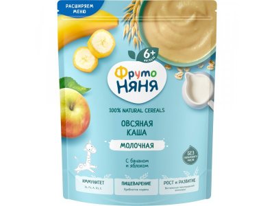 Каша молочная ФрутоНяня овсяная, банан, яблоко, 190г 100484972