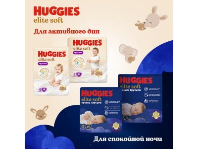 Подгузники-трусики Huggies Elite Soft ночные 4, 9-14кг, 38шт. 1-00485113_4