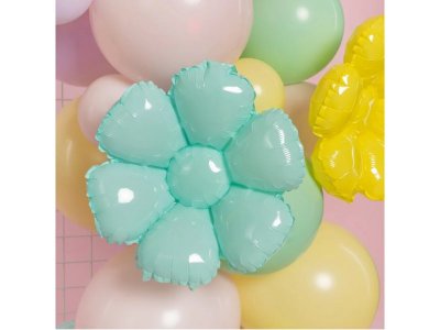 Шар с клапаном 14'' Мини-цветок, бирюзовая ромашка, 36см 1-00485098_2