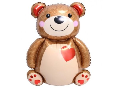 Шар с клапаном 17'' Мишка с сердцем, 43см 100485103