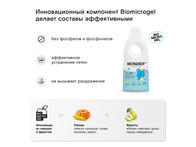 Экогель для стирки вещей малышей от 0 до 2 лет Wonder Lab Пудра и ваниль 1,4 л 1-00367806_15