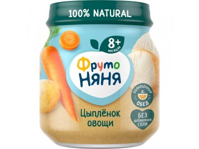 Пюре ФрутоНяня Цыпленок с рисом и овощами, 100г 6шт. 1-00485752_2