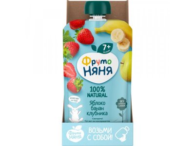 Пюре Фрутоняня Десерт из яблок, бананов и клубники, 90г 12 шт. 1-00485753_3