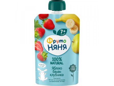 Пюре Фрутоняня Десерт из яблок, бананов и клубники, 90г 12 шт. 1-00485753_6
