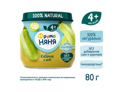 Пюре Фрутоняня Кабачок, 80г 6шт. 1-00485756_2