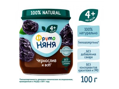 Пюре Фрутоняня Чернослив, 100г 6шт. 1-00485758_2