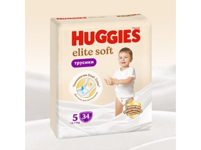 Подгузники-трусики Huggies Elite Soft 5 (12-17 кг), 34 шт. 1-00375846_19