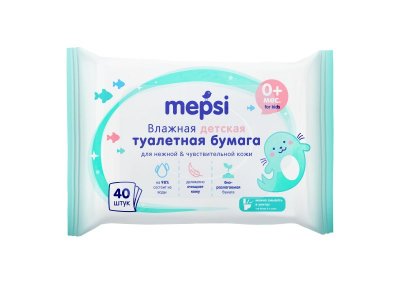 Туалетная бумага Mepsi влажная для детей, 40 шт. 100337431
