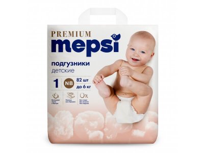 Подгузники Mepsi Premium размер NB до 6 кг, 82 шт 1-00464261_19