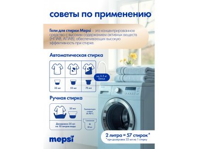 Гель для стирки Mepsi гипоаллергенный универсальный Family, 2 л 1-00475047_4
