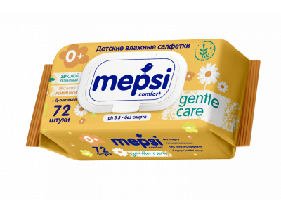 Салфетки влажные Mepsi Ромашка с клапаном Gentle Care 72 шт. 1-00337434_13