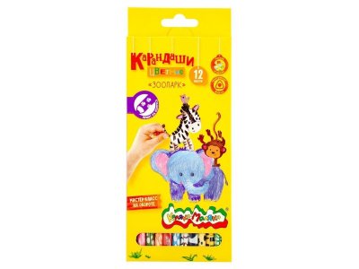 Карандаши цветные Каляка-Маляка Зоопарк, 12 цветов в ассорт. 100485976