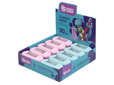 Ластик Schoolformat Classic smart Dino, резина, овал в ассорт. 100485984