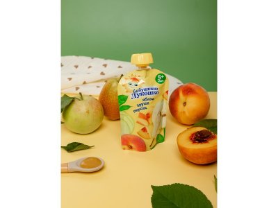 Пюре Бабушкино Лукошко Ассорти Яблоко/груша/персик, 90 г пауч 1-00207026_5