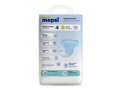 Подгузники Mepsi Comfort, L 9-14 кг, 54шт. 1-00485730_3