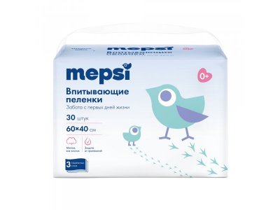 Пеленки детские Mepsi одноразовые впитывающие 60*40, 30шт. 1-00485732_2