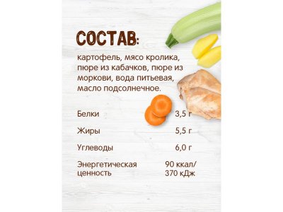 Пюре Бабушкино Лукошко Кролик, овощи 100 г 1-00000347_6