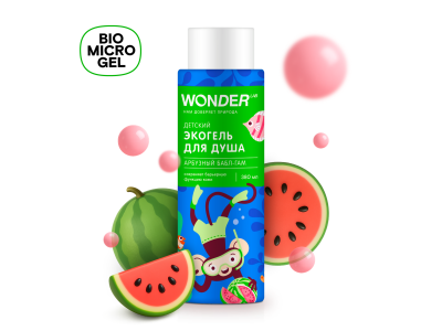 Экогель для душа Wonder Lab детский Бабл-гам, 380мл 1-00486895_6