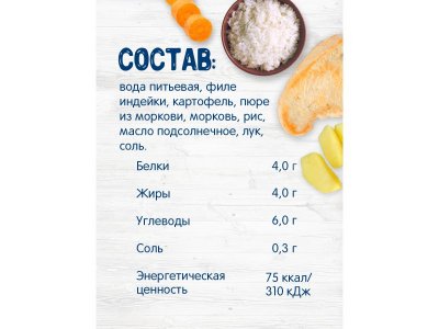 Пюре Бабушкино Лукошко, Рагу овощное с индейкой и рисом 190 г 1-00222189_4