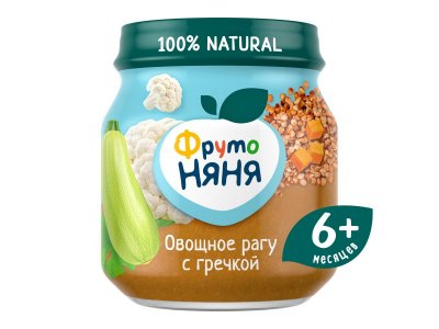 Пюре овощное ФрутоНяня рагу с гречкой, 110г 1-00487780_2