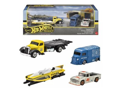 Набор игровой Hot Wheels Premium, 4 машинки Metal Real Riders, металл 1:64 разноцветный 100488275
