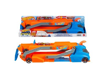 Набор игровой Hot Wheels City Грузовик-автотрек, с запускателем и хранилищем для 9 машинок, с 1 маши разноцветный 100488280
