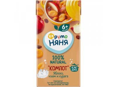 Компот Фрутоняня Яблоко, изюм и курага, 200мл, 18шт 1-00488564_4