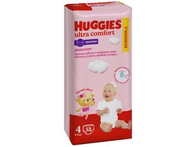 Подгузники-трусики Huggies Ultra Comfort 4 для девочек (9-14 кг), 52 шт. 1-00231494_3