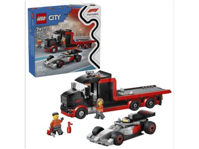 Конструктор LEGO City Грузовик-трейлер с болидом Формула-1 Audi F1, 508 дет., 60493 100490043