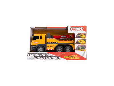 Машинка Funky Toys Городская техника: Автовоз с подъемным краном, свет/звук, 29см 100490222