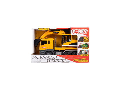 Машинка Funky Toys Городская техника: Экскаватор на колесной платформе, свет/звук, 29см 100490223