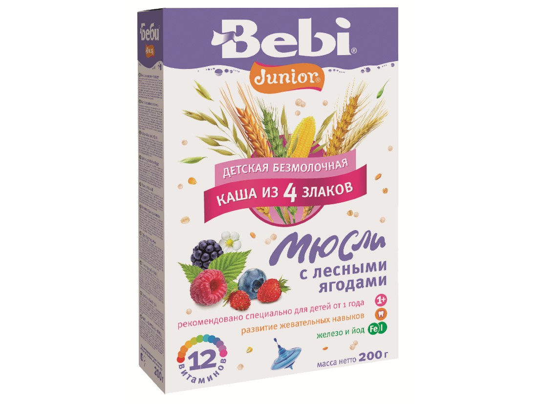 Молочная каша bebi premium 4 злака со сливками и персиком